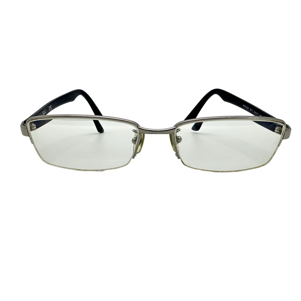 90s Ray Ban RB6252D Unisex Metal Frame Only Half Rim Navy Rectangular 54-17-145
